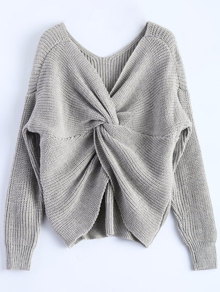 Margin - V Neck Twisted Pullover Sweater