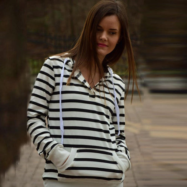 Cilla - Casual Striped Hoodie with Pocket