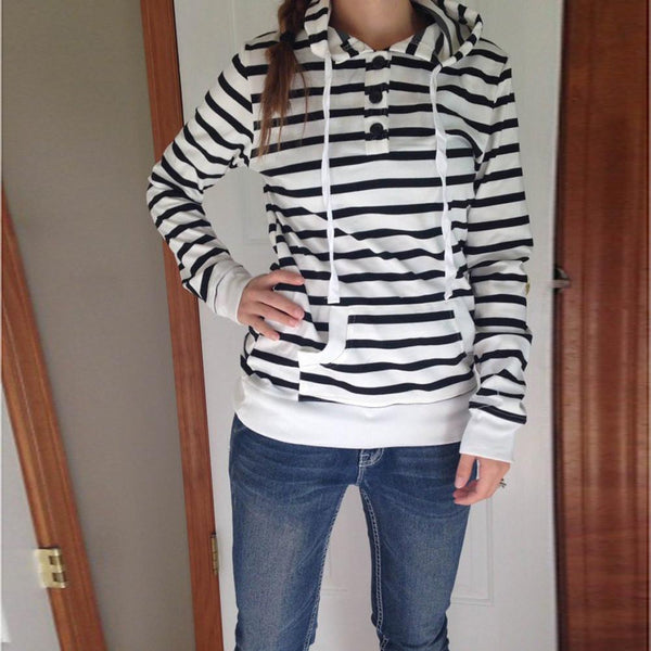 Cilla - Casual Striped Hoodie with Pocket