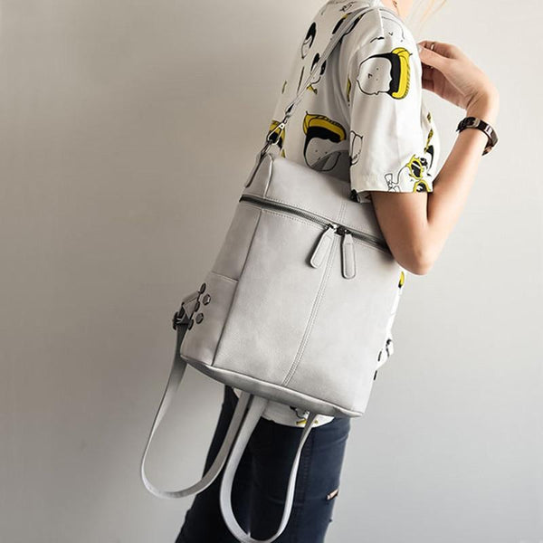 Zip Top Faux Leather Matte Backpack