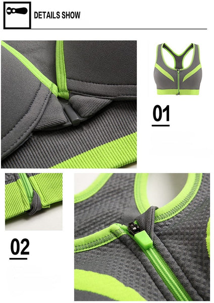 Lucia - Fixed Cup Front Zip Sports Bra