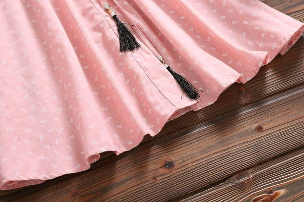 Fiorella - Simple Floral Print Waist Tie Dress