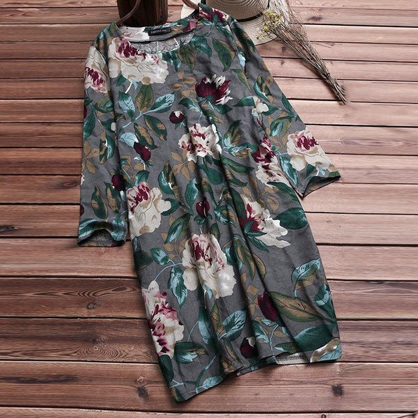 Jemima - Half Sleeve O-Neck Vintage Dress