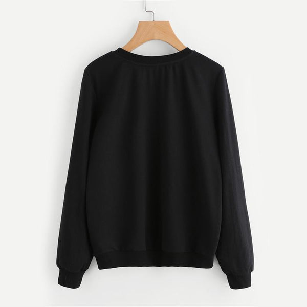 Cat Face Round Neck Pullover Sweater