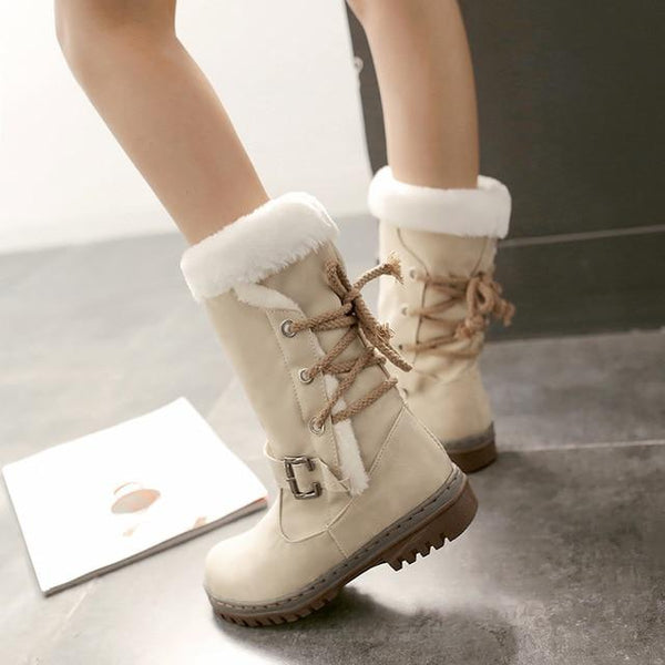 Mid-Calf Lace Up Winter Snow Boots