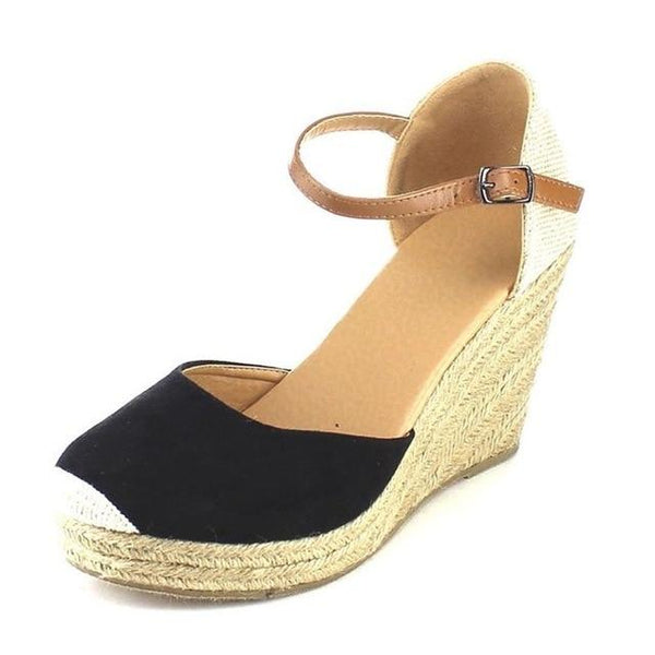 Mandy - Round Toe Ankle Buckle Wedges