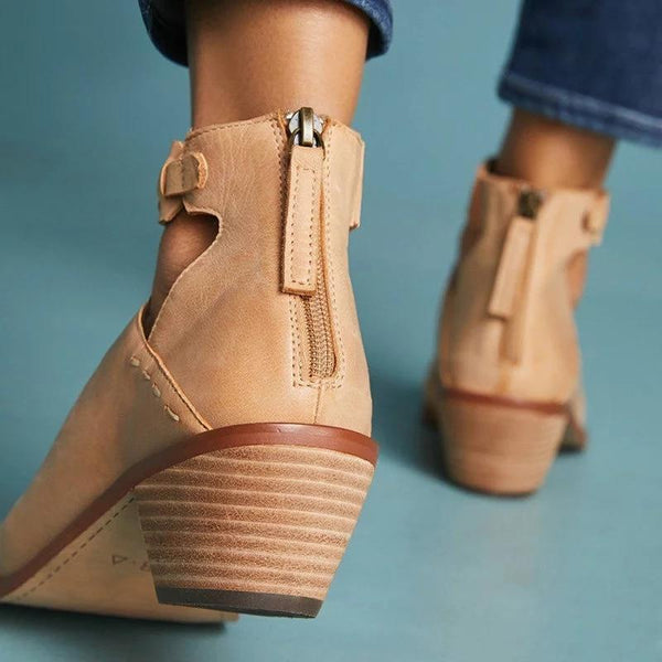 Chunky Heel Ankle Strap Boots