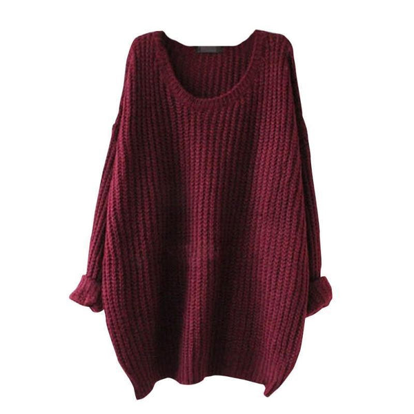O-Neck Drop Shoulder Ribbed Sweater