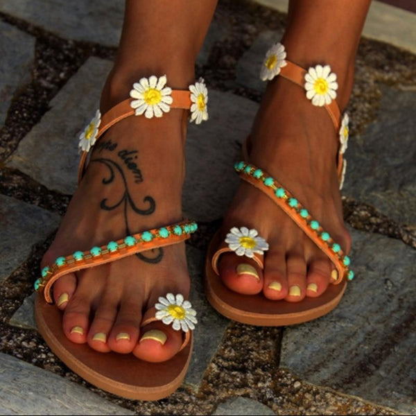 Daisy - Boho Gladiator Flower Sandals