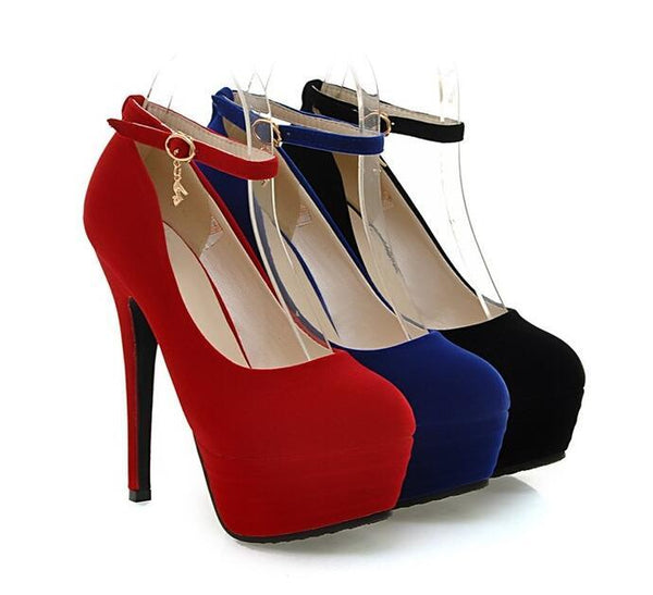 Ankle Strap Round Toe High Heels