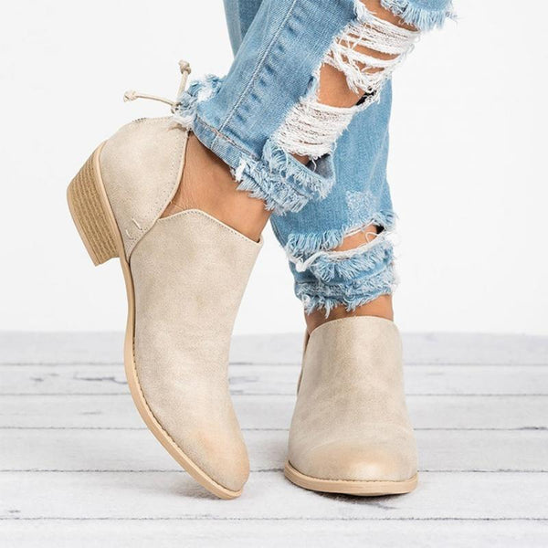 Butterfly Knot Side Slit Pointed Toe Ankle Boots
