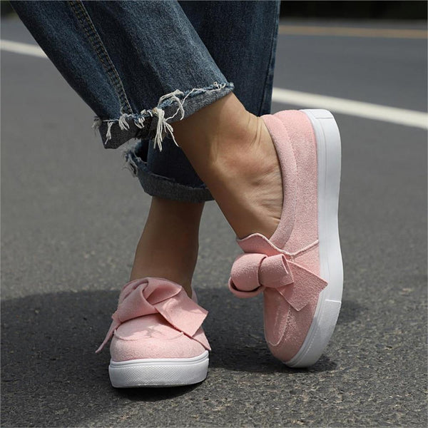 Lillie - Round Toe Front Bow Flat Loafers