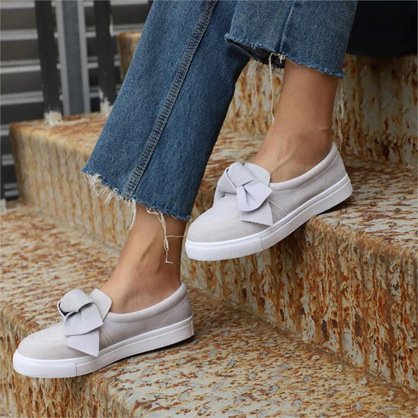 Lillie - Round Toe Front Bow Flat Loafers