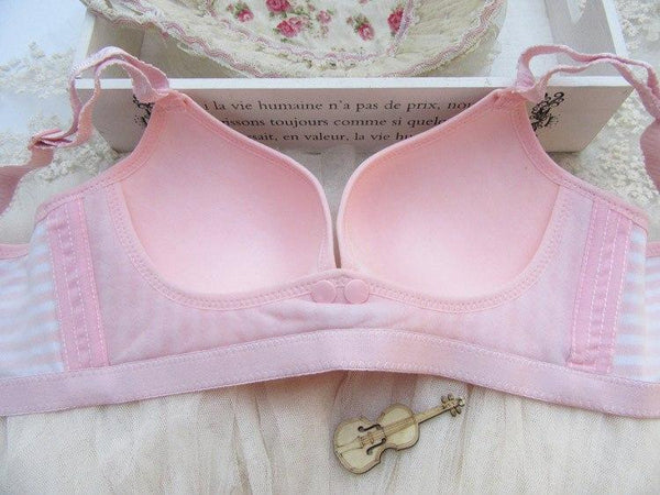 Candy Color Front-Clasp Bra with Press Studs