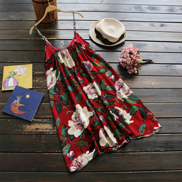 Margot - Vintage Floral Cami Strap Dress