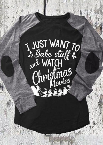 I Just Want to Bake Stuff & Watch Christmas Movies Round Neck Jersey