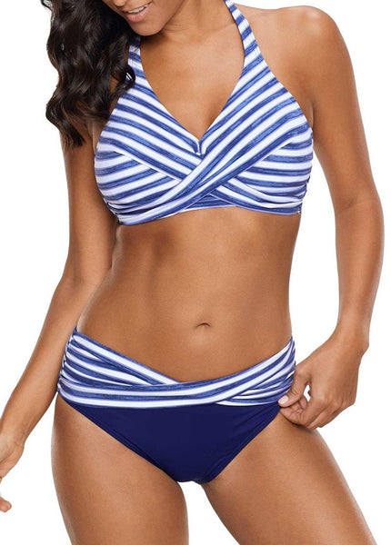 Tallie - Halter Neck Striped Bikini