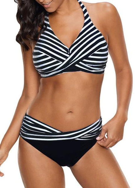 Tallie - Halter Neck Striped Bikini