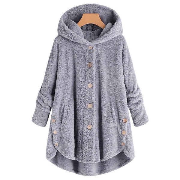 Scyla - Hooded Fleece Button Down Coat