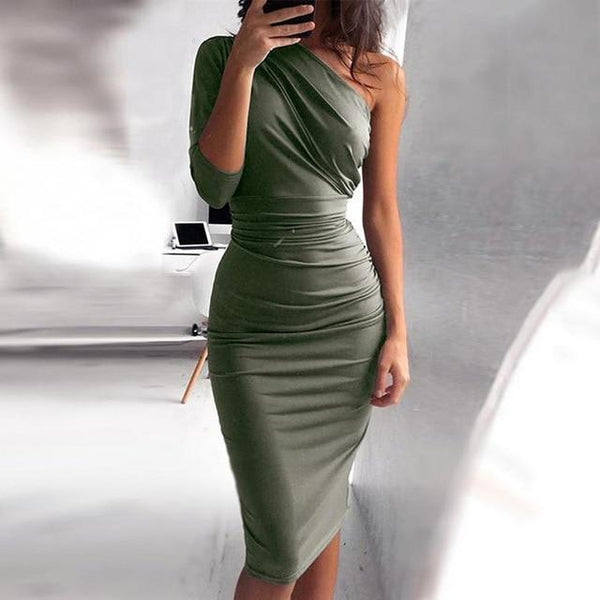 Cailyn - One Shoulder Long Sleeve Body-con Dress