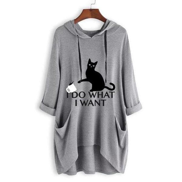 I Do What I Want Cat Hooded Sweater
