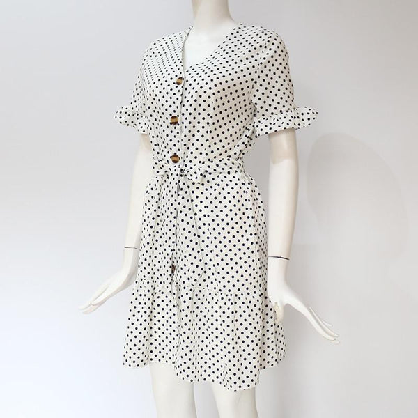Diara - Short Sleeve Polka Dot Dress