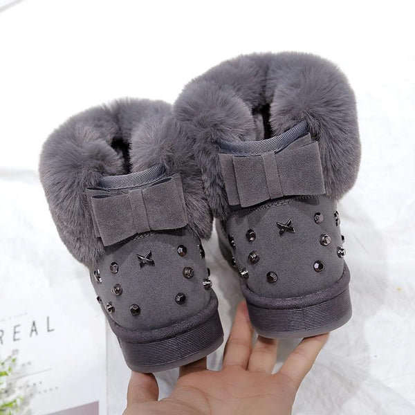 Alena - Faux Fur Lined Bow Back Ankle Boots