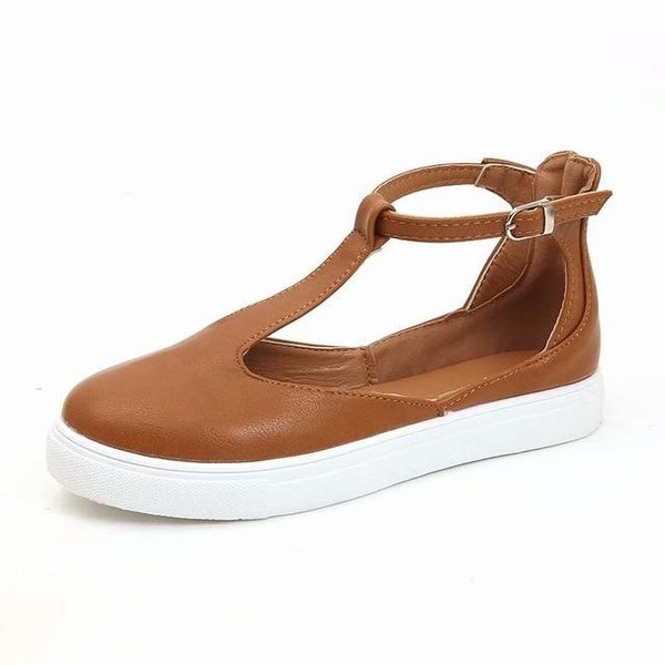 Isla - Ankle Buckle T-Strap Flats