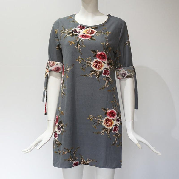 Bahari - Sleeve Tie Floral Dress