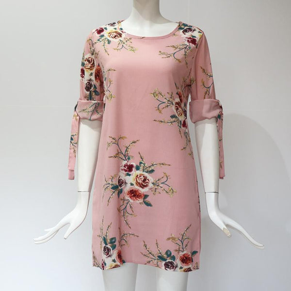 Bahari - Sleeve Tie Floral Dress