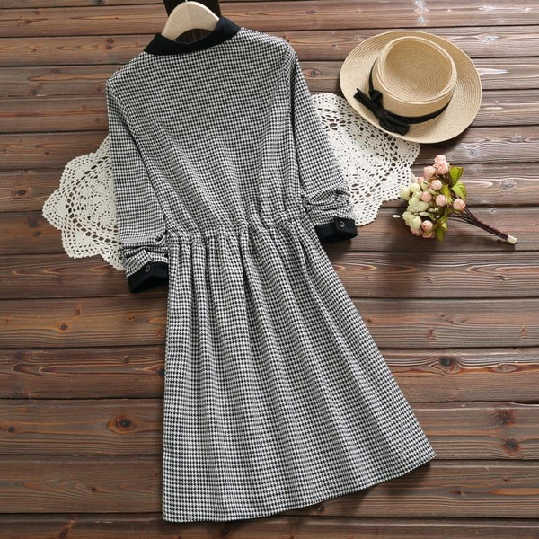 Maggie - Black & White Checkered Dress