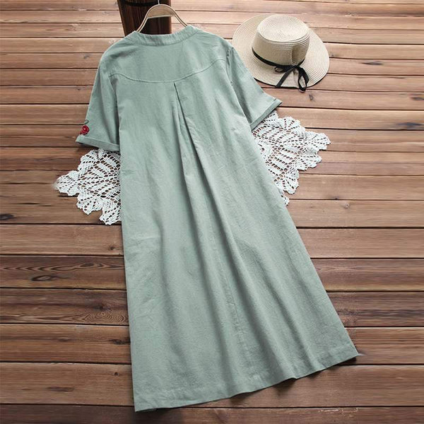 Barna - Short Sleeve Boho Vintage Dress
