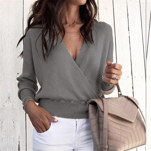 Jacoba - V-Neck Knitted Wrap Sweater