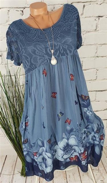 Eloise - Round Neck Lace Detail Mini Dress – Speak