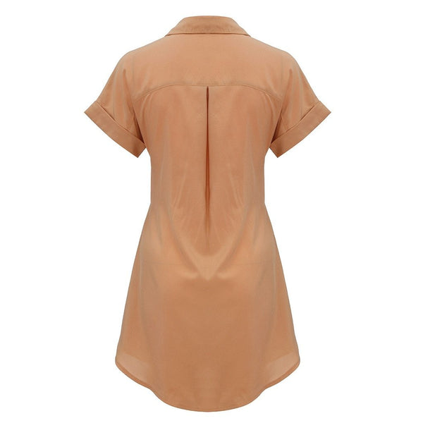 Elisha - Front Waist Tie Button Down Shirt Dress