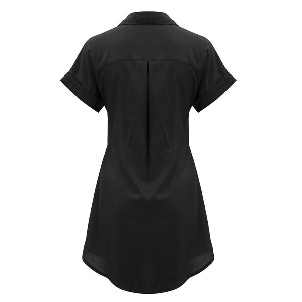 Elisha - Front Waist Tie Button Down Shirt Dress