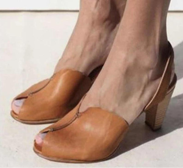 Canalla - Chunky Heel Peep Toe Shoes