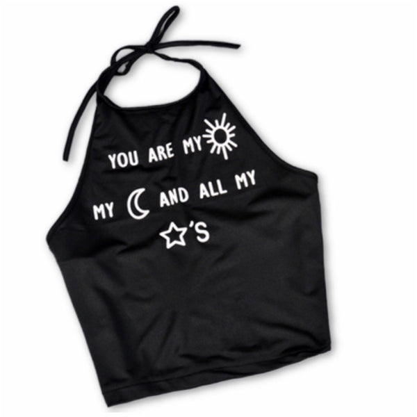 You Are My Sun, My Moon & All My Stars Halter Crop Top